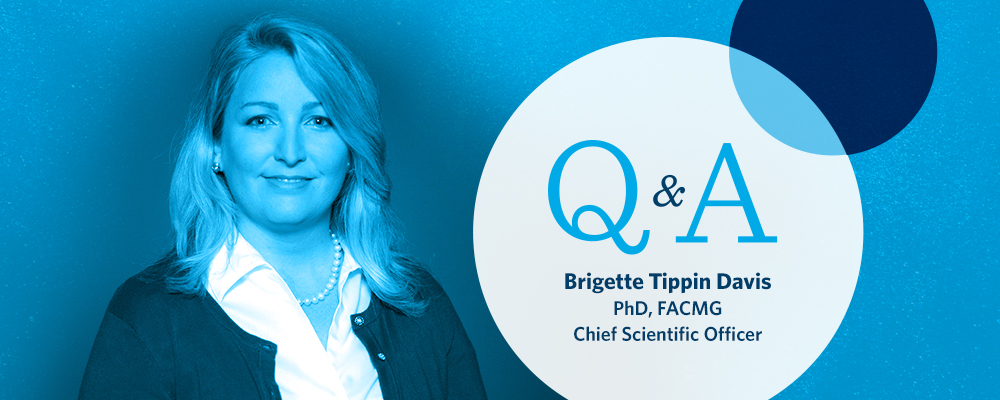 Brigette Tippin Davis on blue background with Q&A title